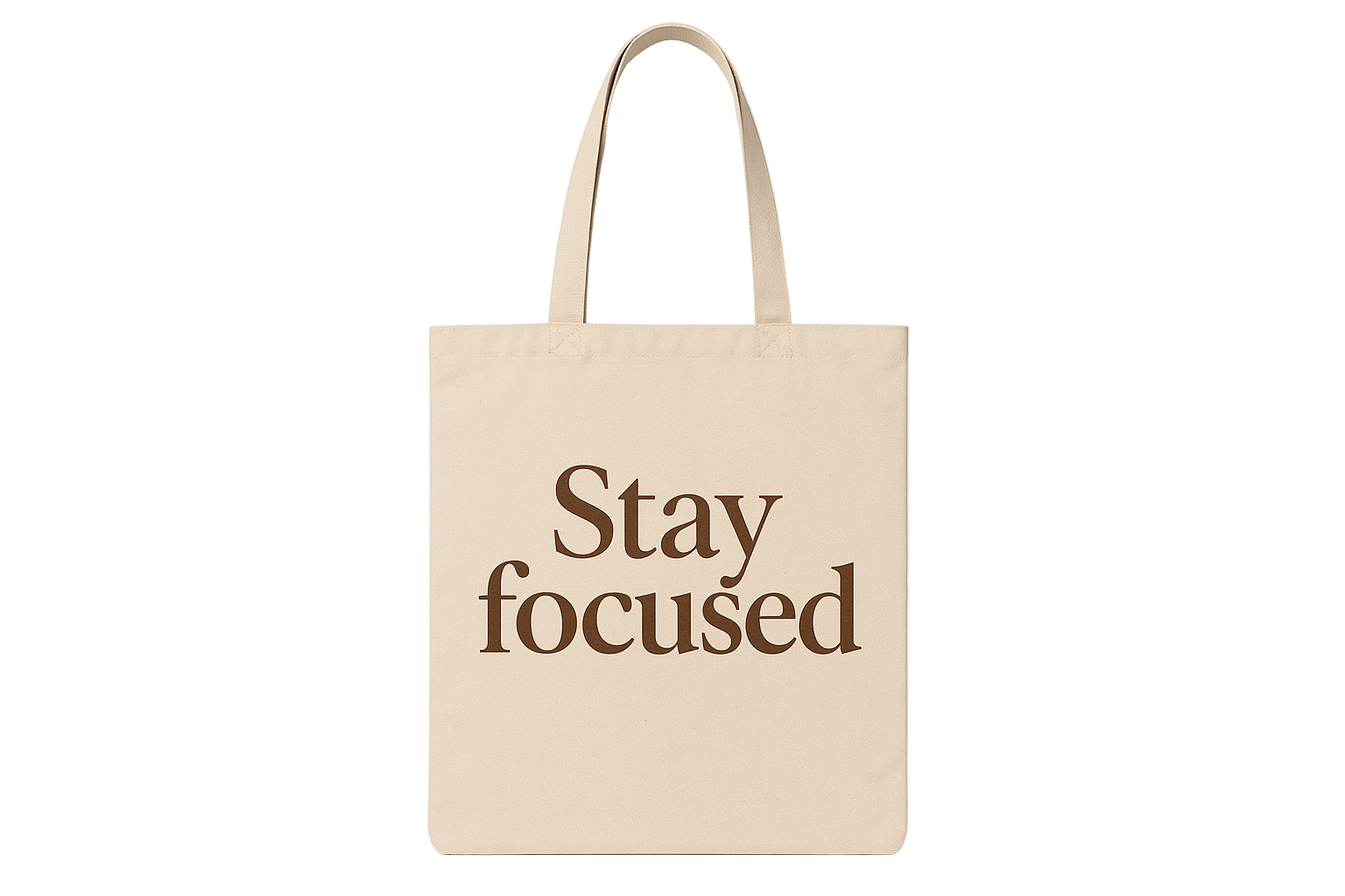 Tote bag crème Stay focused fond blanc