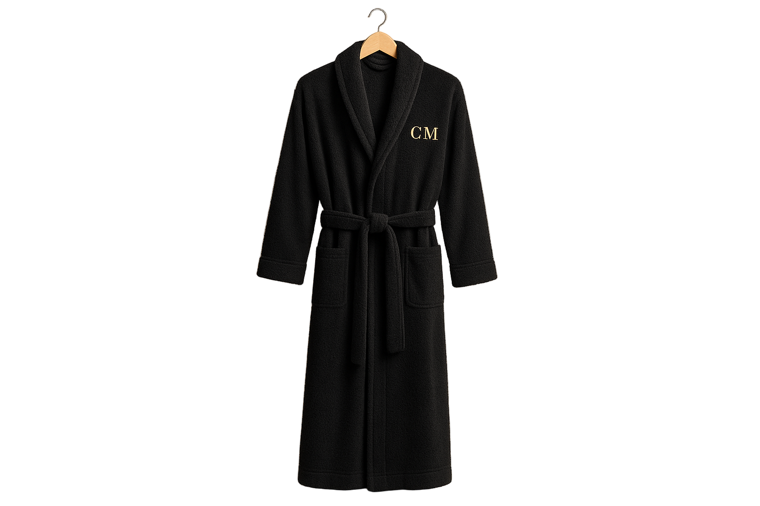 Peignoir Noir avec initiales C.M.