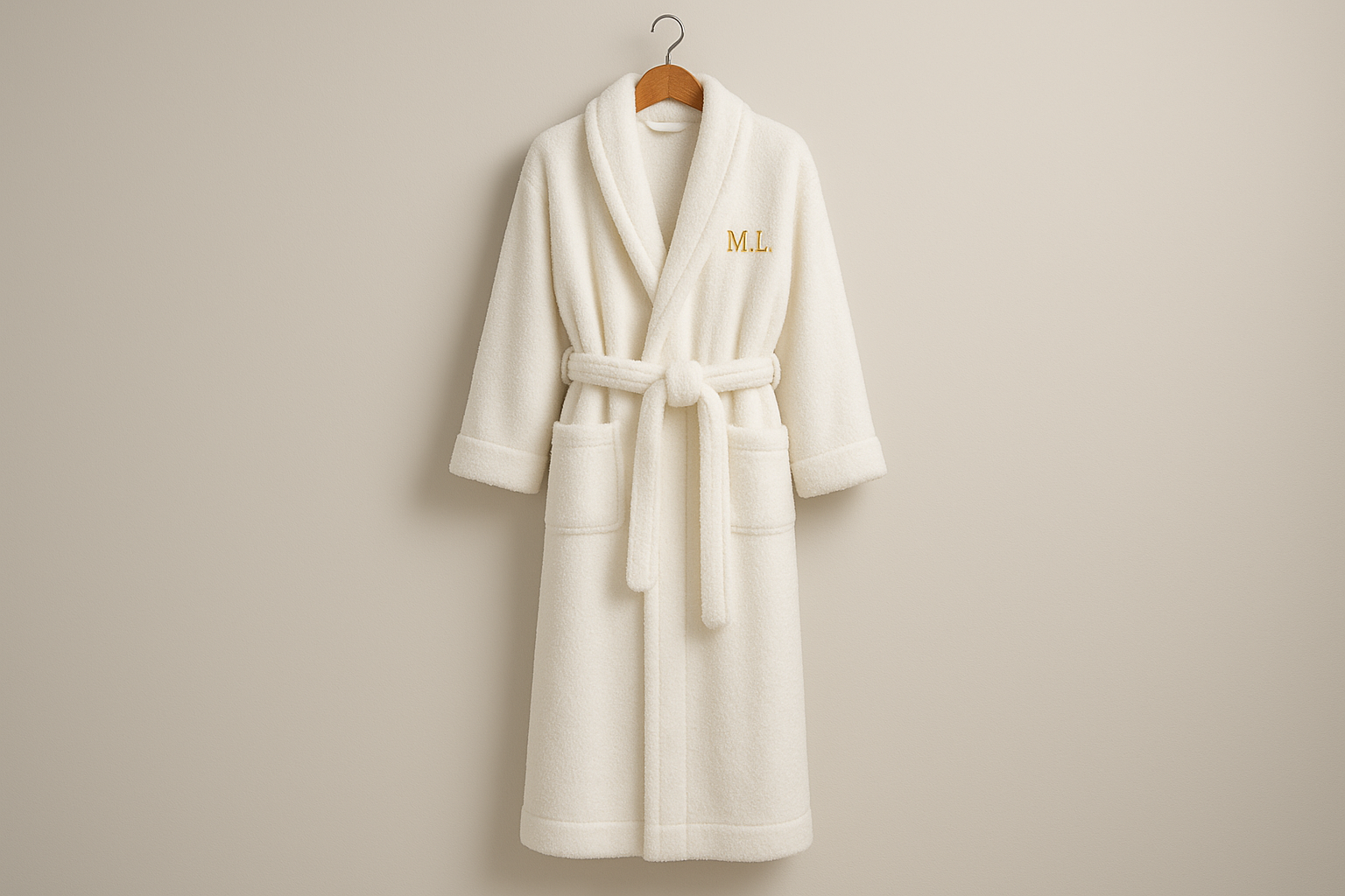 Peignoir Blanc avec initiales M.L.
